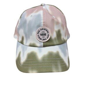 Vans Tie-Dye Adjustable Baseball Cap Logo Patch Pink & Green Unisex Cotton Blend